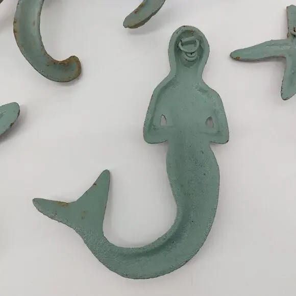 Bath Metal Coastal Mermaid Starfish Green Distressed 7 pcs - Picture 15 of 16